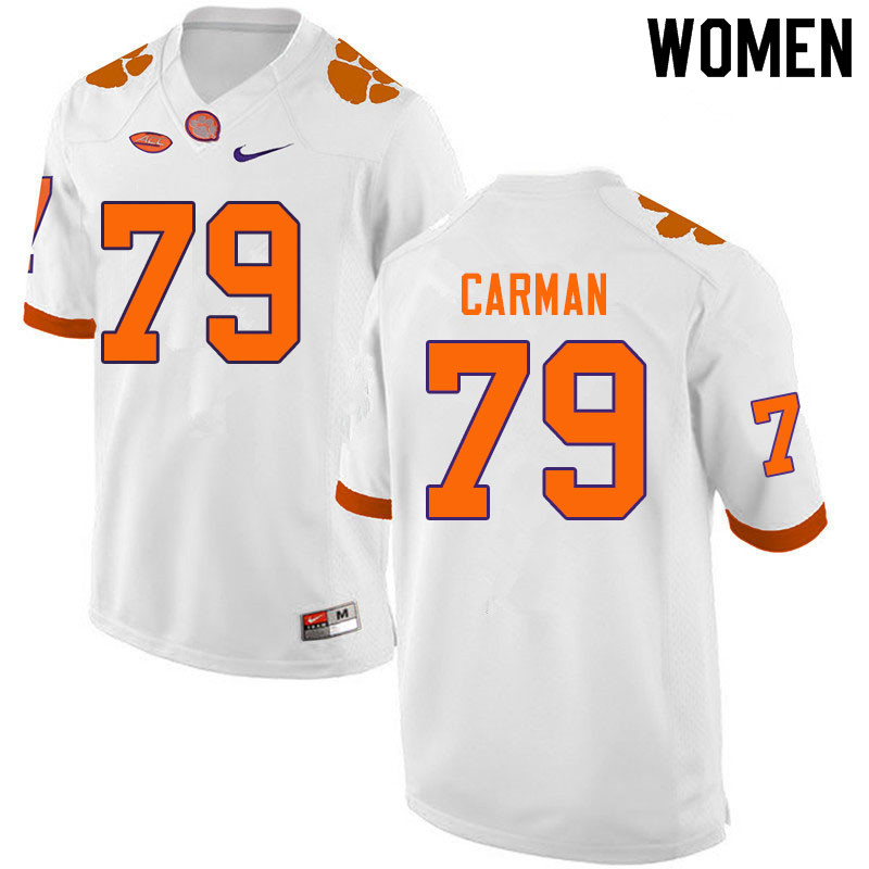 Women #79 Jackson Carman Clemson Tigers College Football Jerseys Sale-White - Click Image to Close